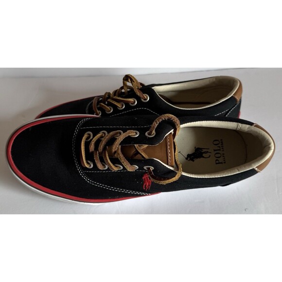 Polo Ralph Lauren Keaton-Pony Men\'s Canvas Sneakers - Black/Red  - Men\'s 8.5 main image 12